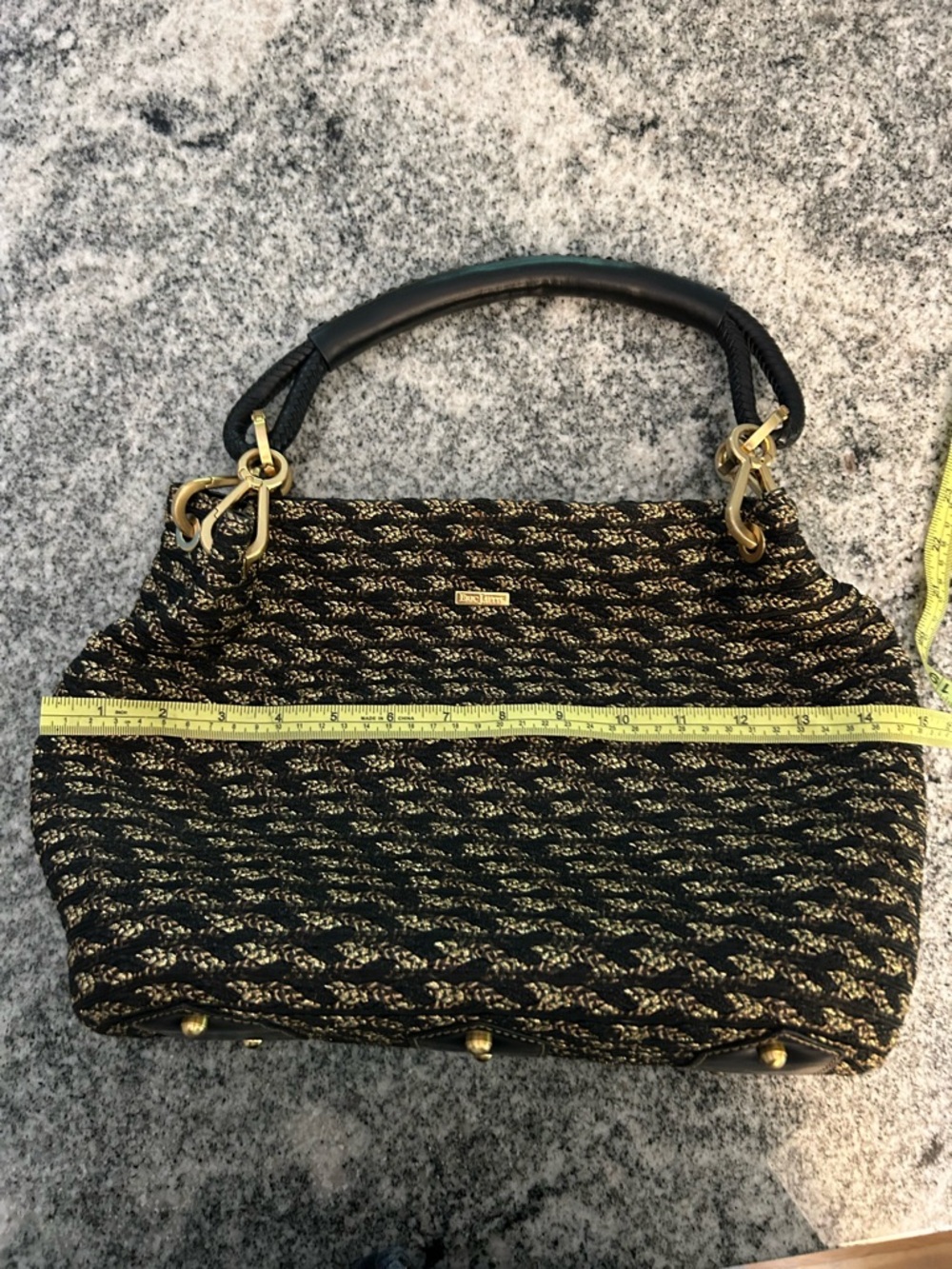 Eric Javits Squishee Elegant Black & Gold Woven Tote Bag - Designer Style - Picture 8 of 9